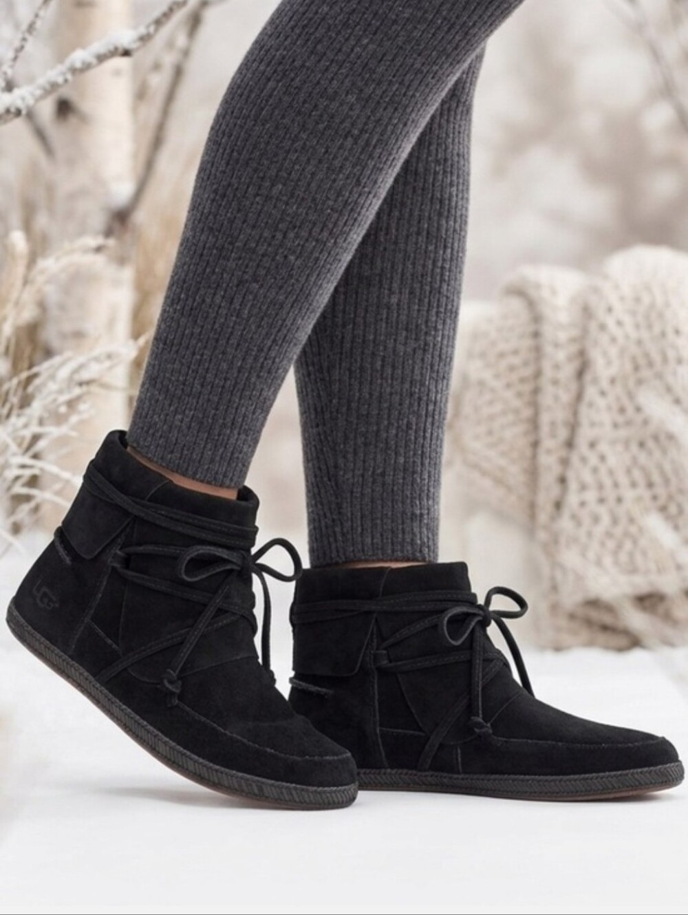 Ugg Reid Moccasin Ankle Boot Designer Suede Sherling Sherpa #810
